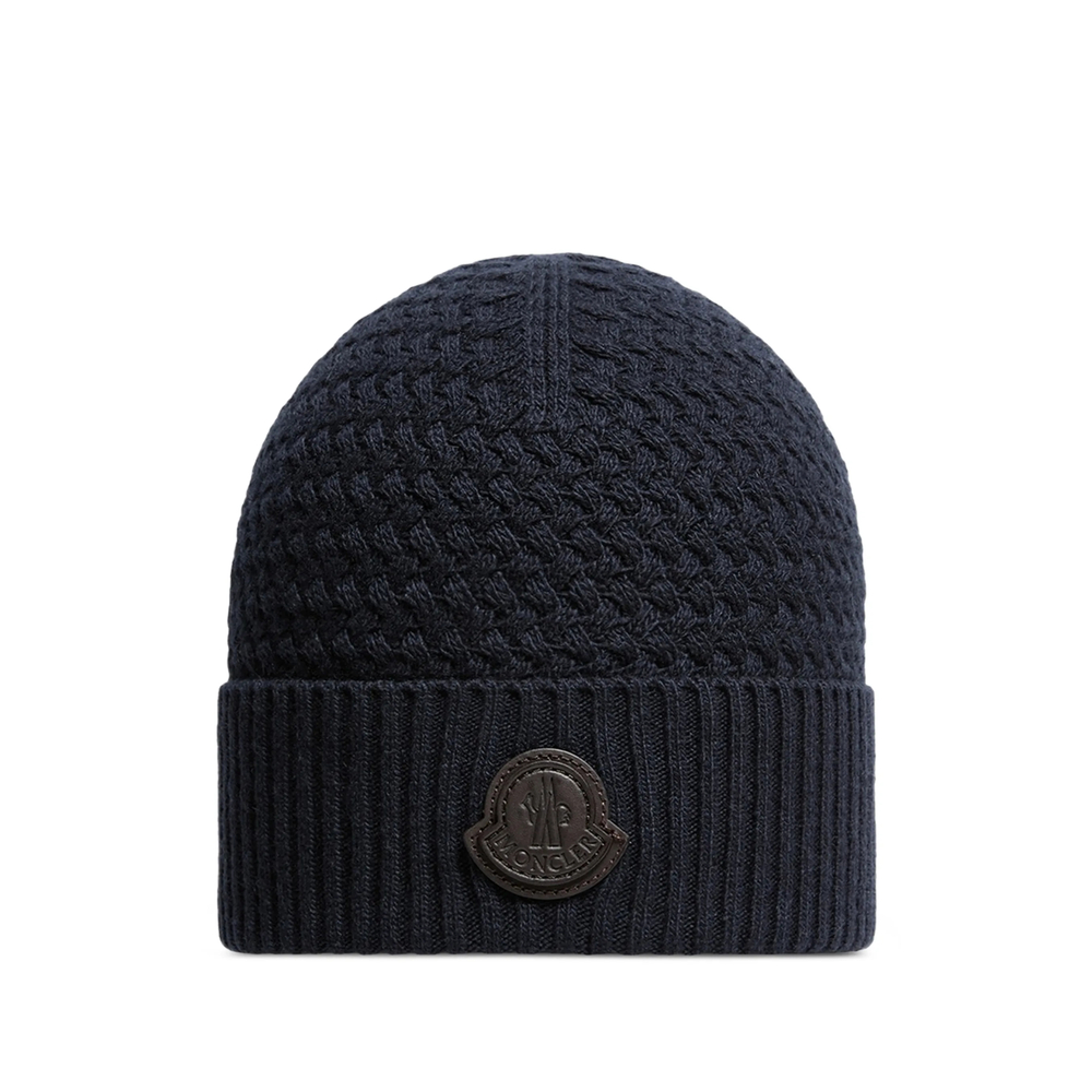 Moncler — Moncler Logo-patch Cable-knit Beanie Hat