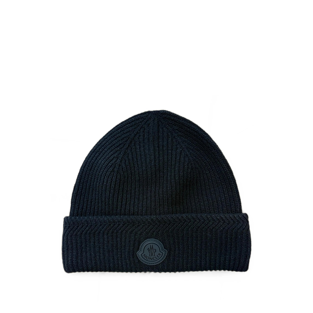 Moncler Logo-patch Ribbed-knit Beanie Hat