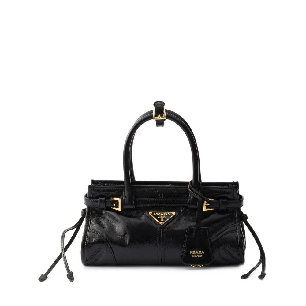 Prada Mini Bonnie Buckled Leather Shoulder Bag