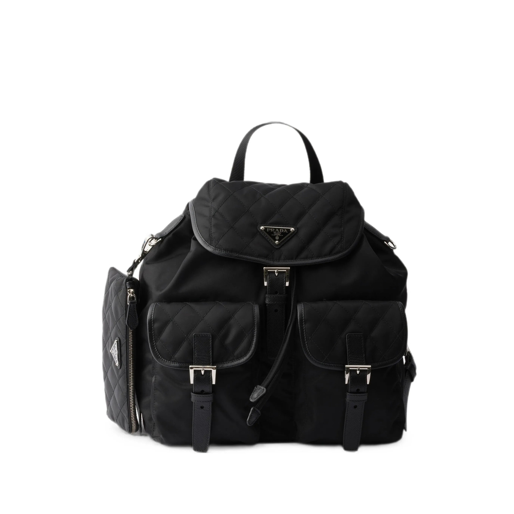 Prada Medium Quilted Re-Nylon Backpack With Saffiano Leather Trim