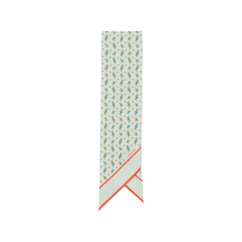 Prada Printed Silk Twill Skinny Scarf