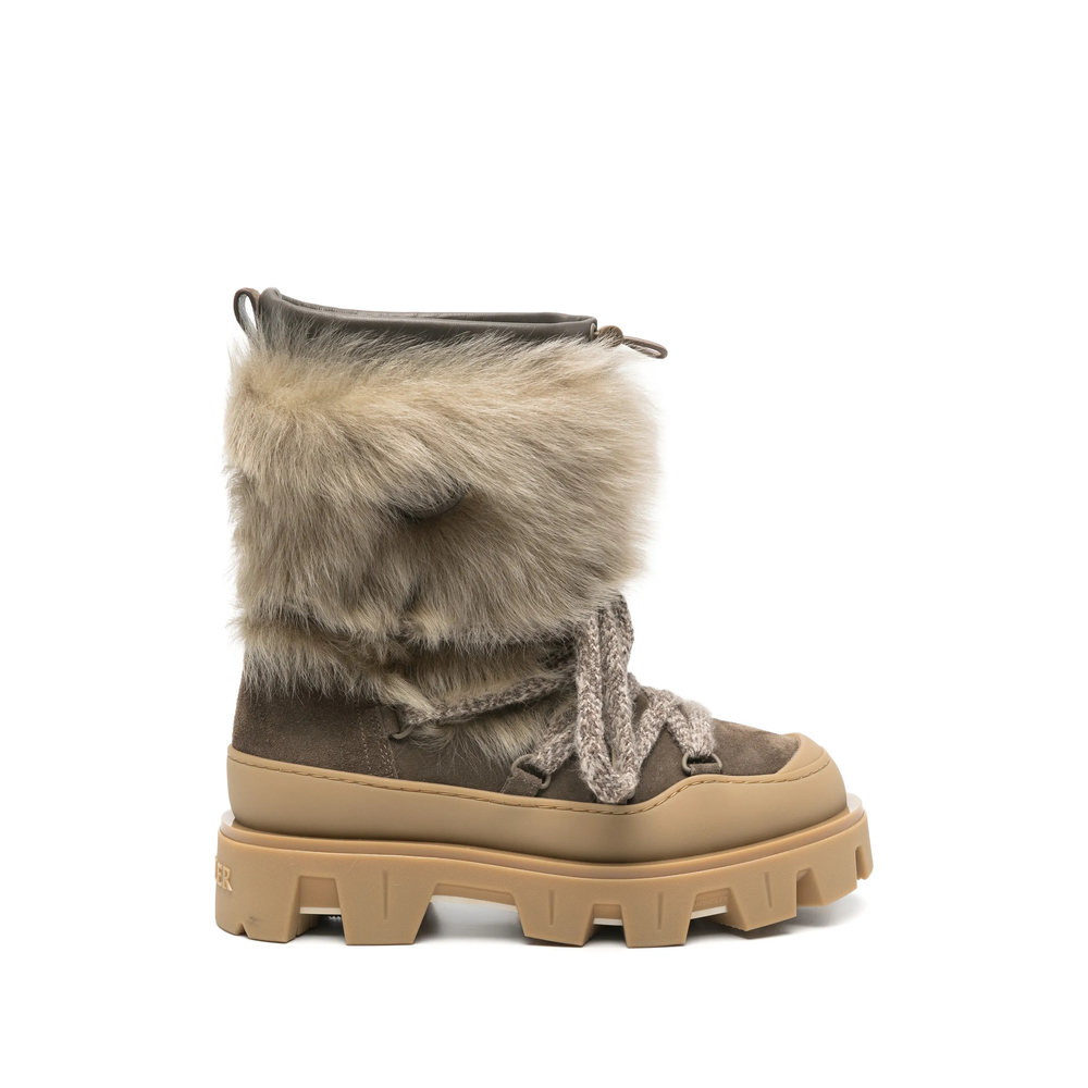 Moncler Fur-trim Lace-up Boots