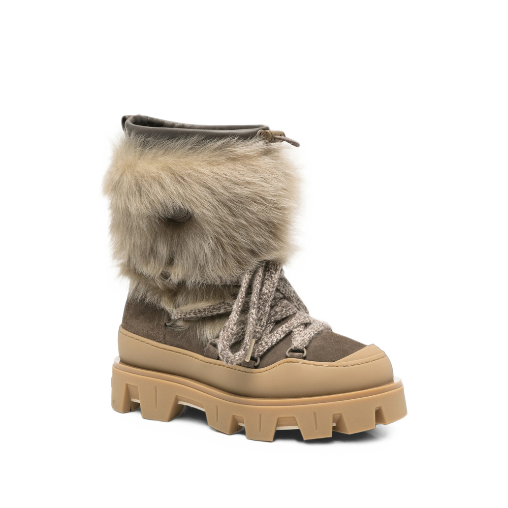 Fur-Trim Lace-Up Boots