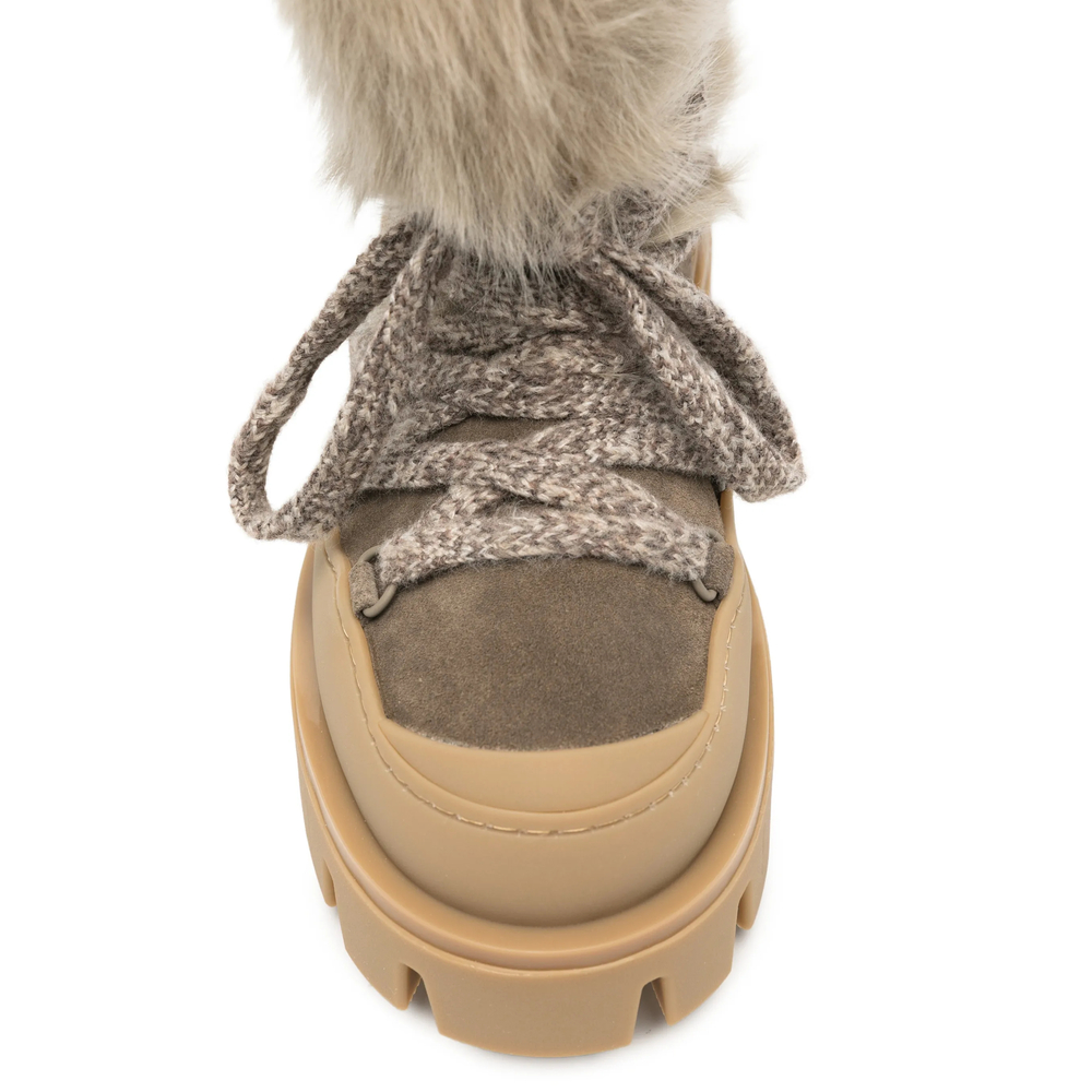 Fur-Trim Lace-Up Boots
