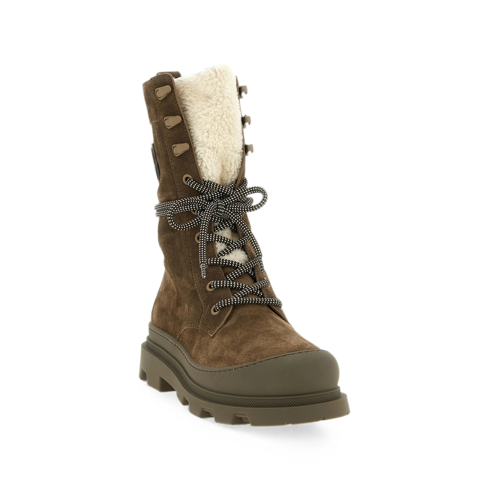 Vera High Suede & Shearling Lace-Up Boots