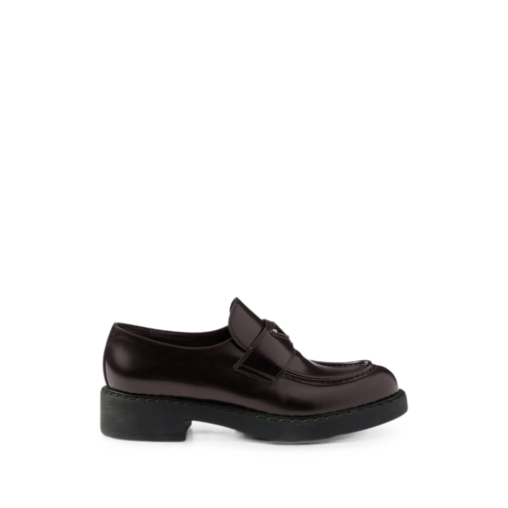 Prada Chocolate Brushed Leather Loafers