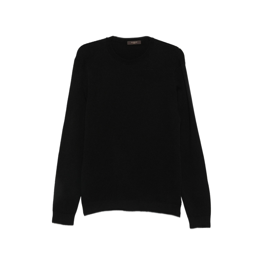 Waffle-Knit Long-Sleeve Sweater
