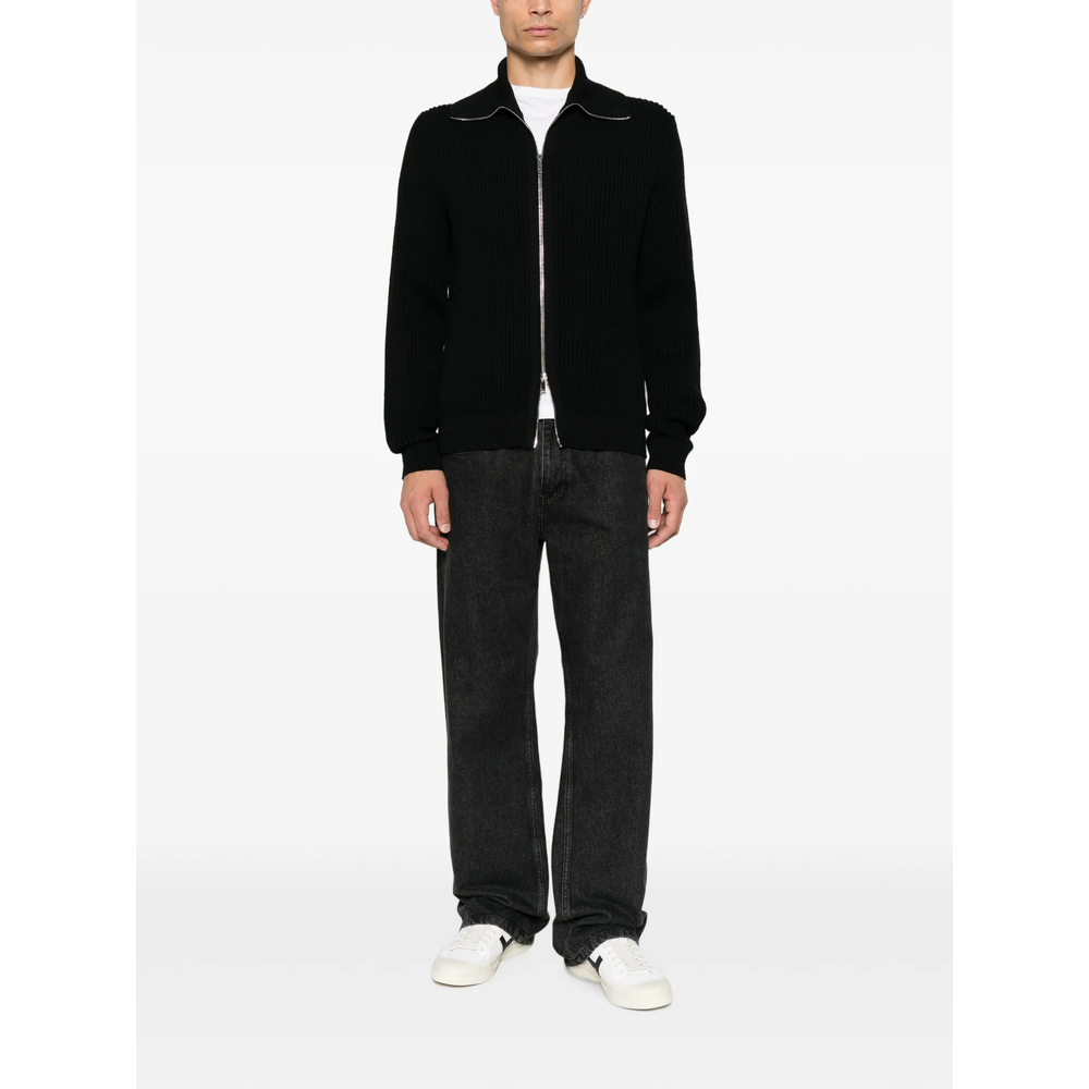 Ribbed-Knit Zip-Up Cardigan