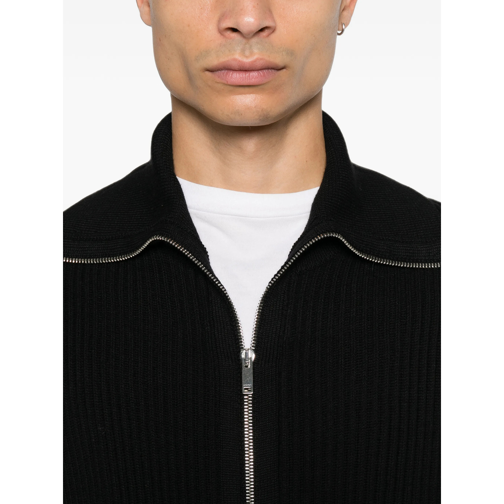 Ribbed-Knit Zip-Up Cardigan