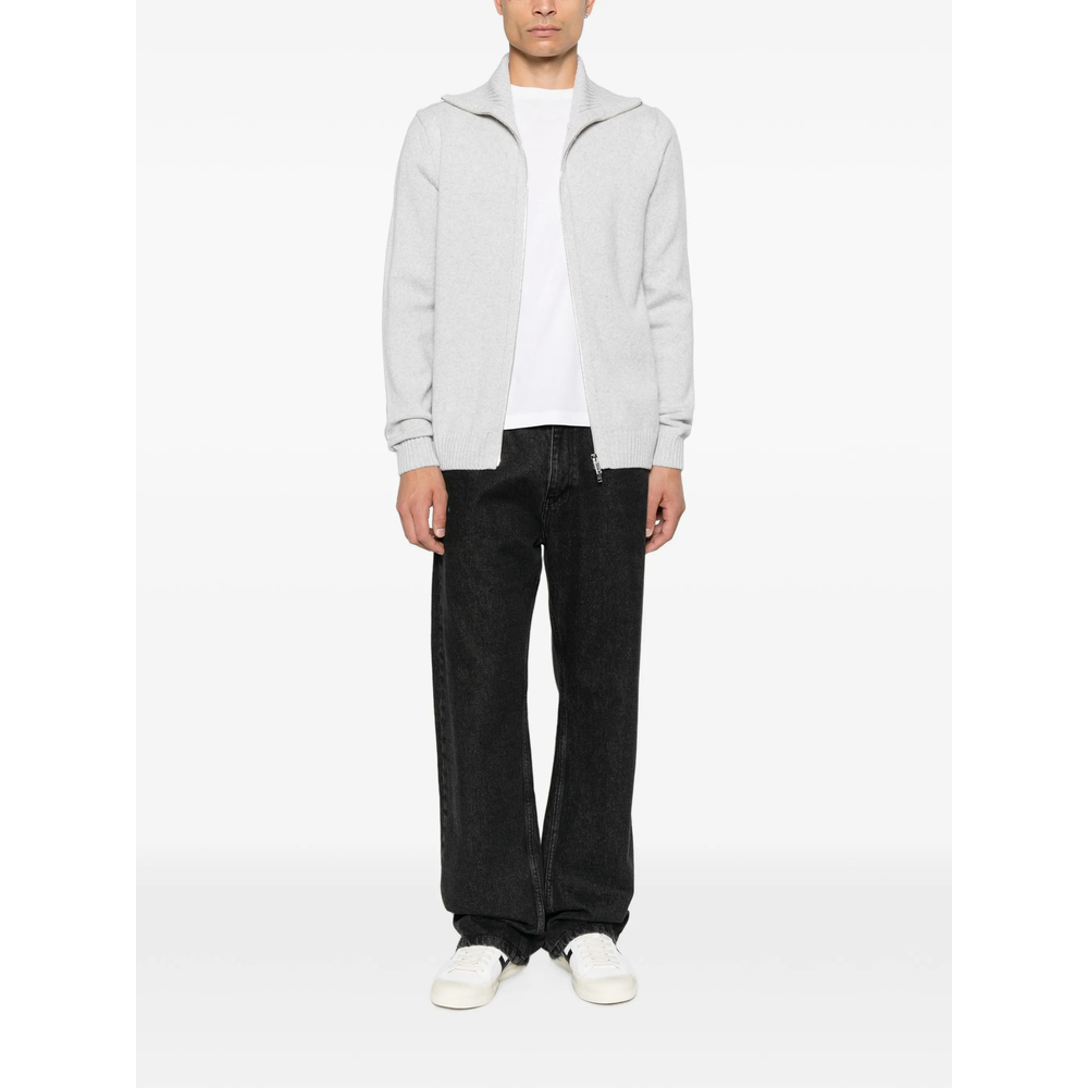 Zip-Up Ribbed-Collar Cardigan
