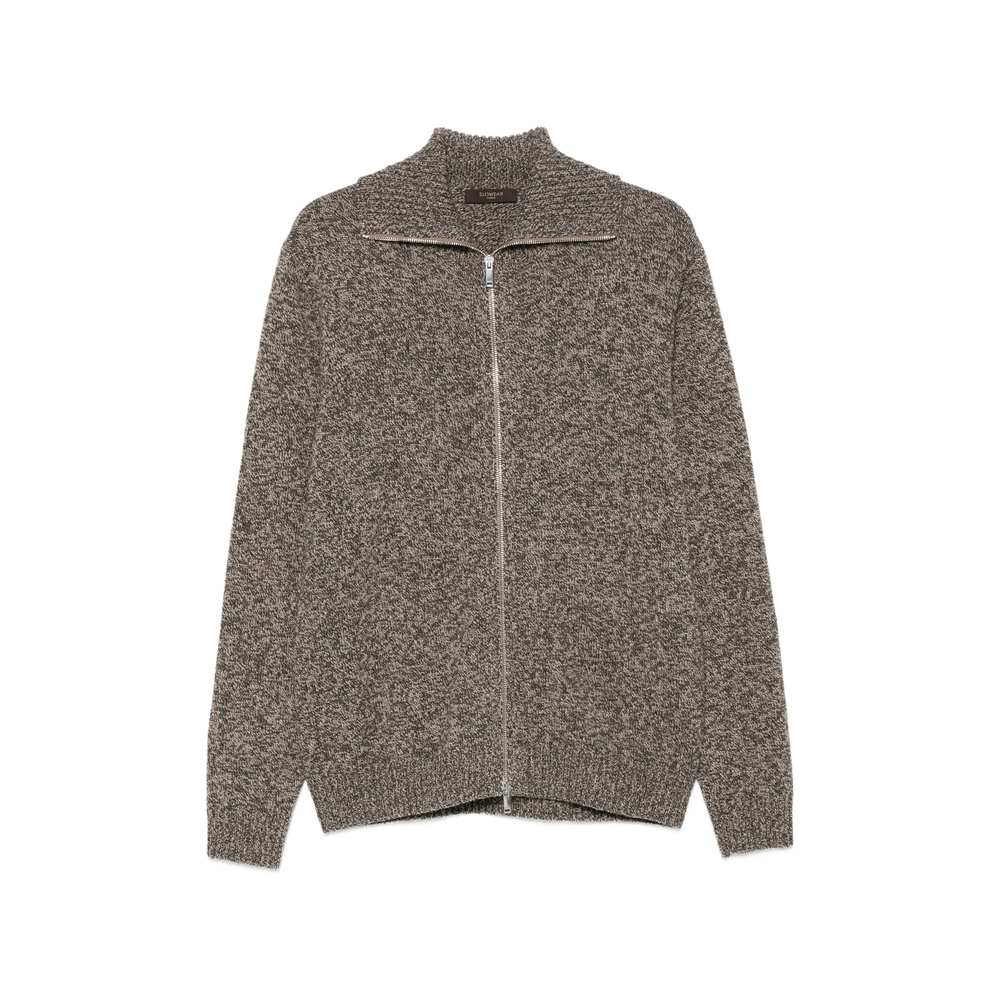 Zanone By Slowear Zip-up Marl-knit Cardigan