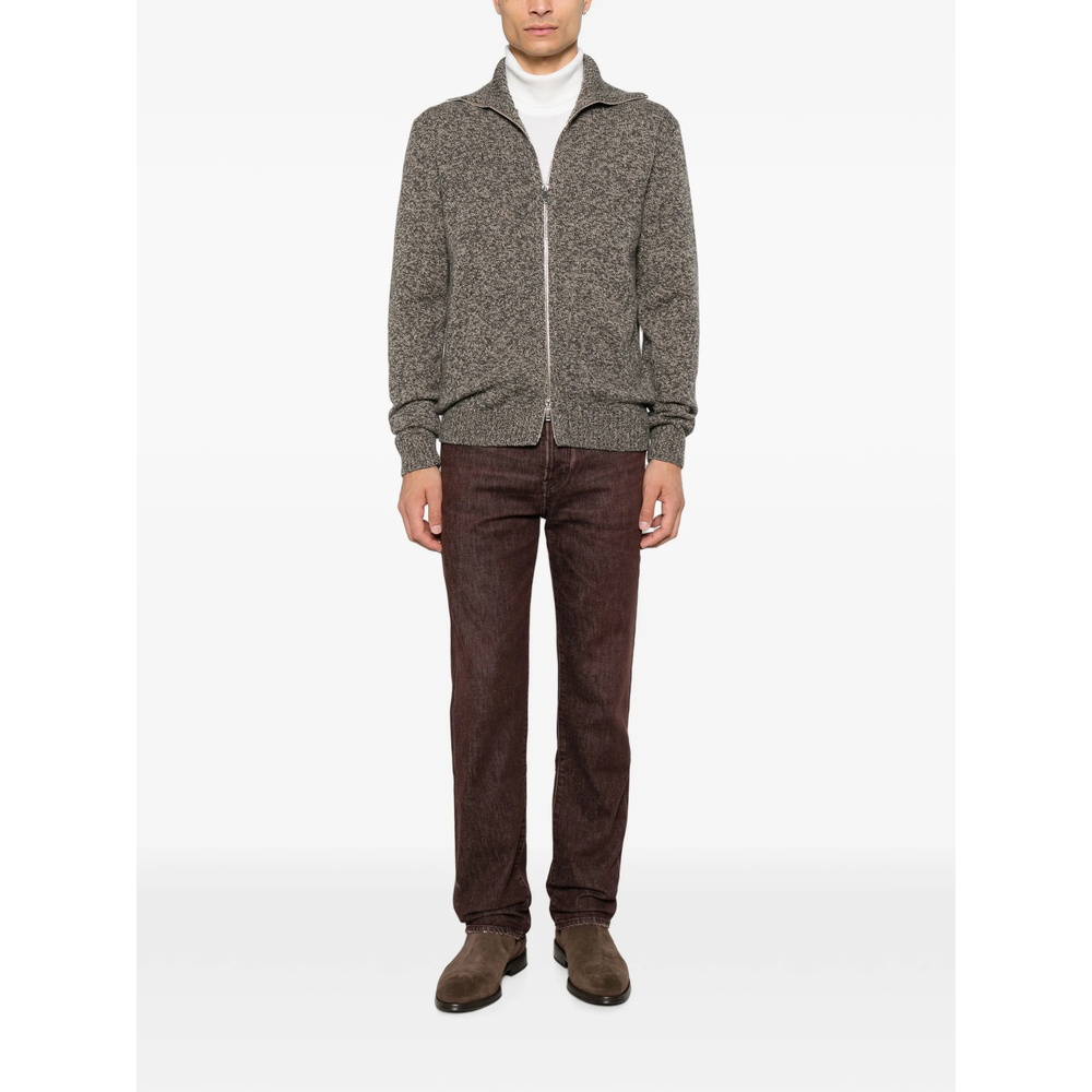 Zip-Up Marl-Knit Cardigan