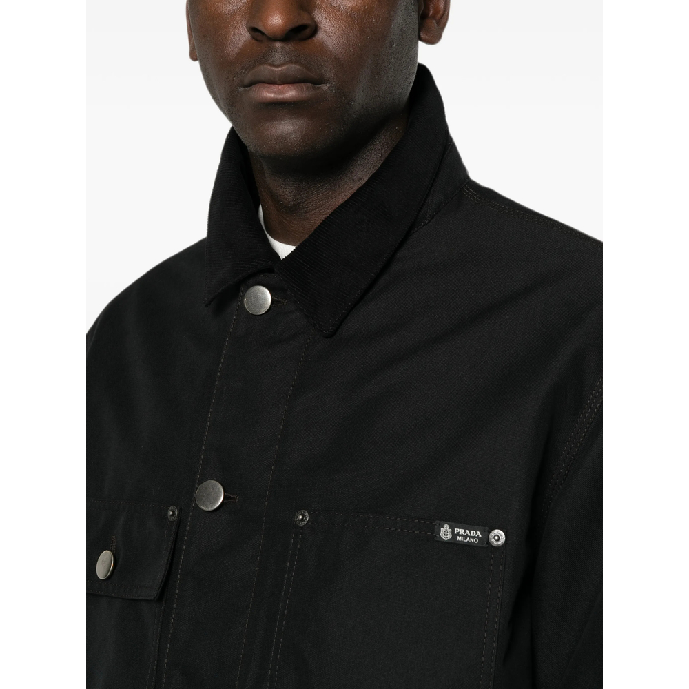 Corduroy-Collar Logo-Plaque Jacket