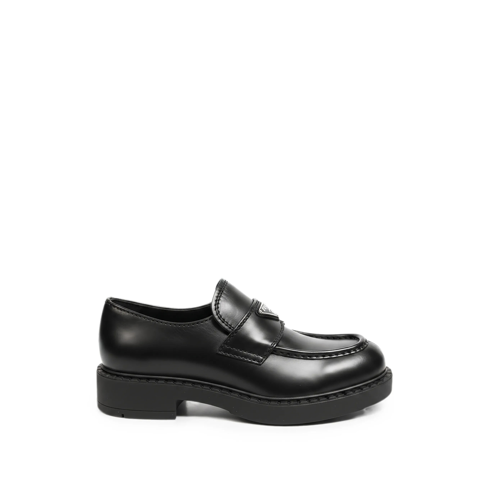 Prada Logo-plaque Leather Loafers