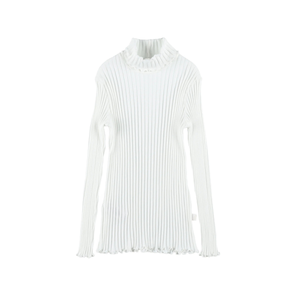 Il Gufo Ruffled Ribbed-knit Sweater