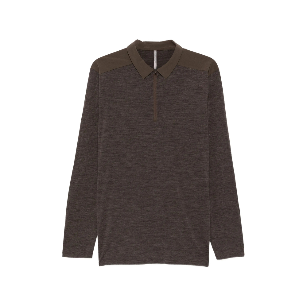 Zip-Fastening Long-Sleeve Polo Shirt