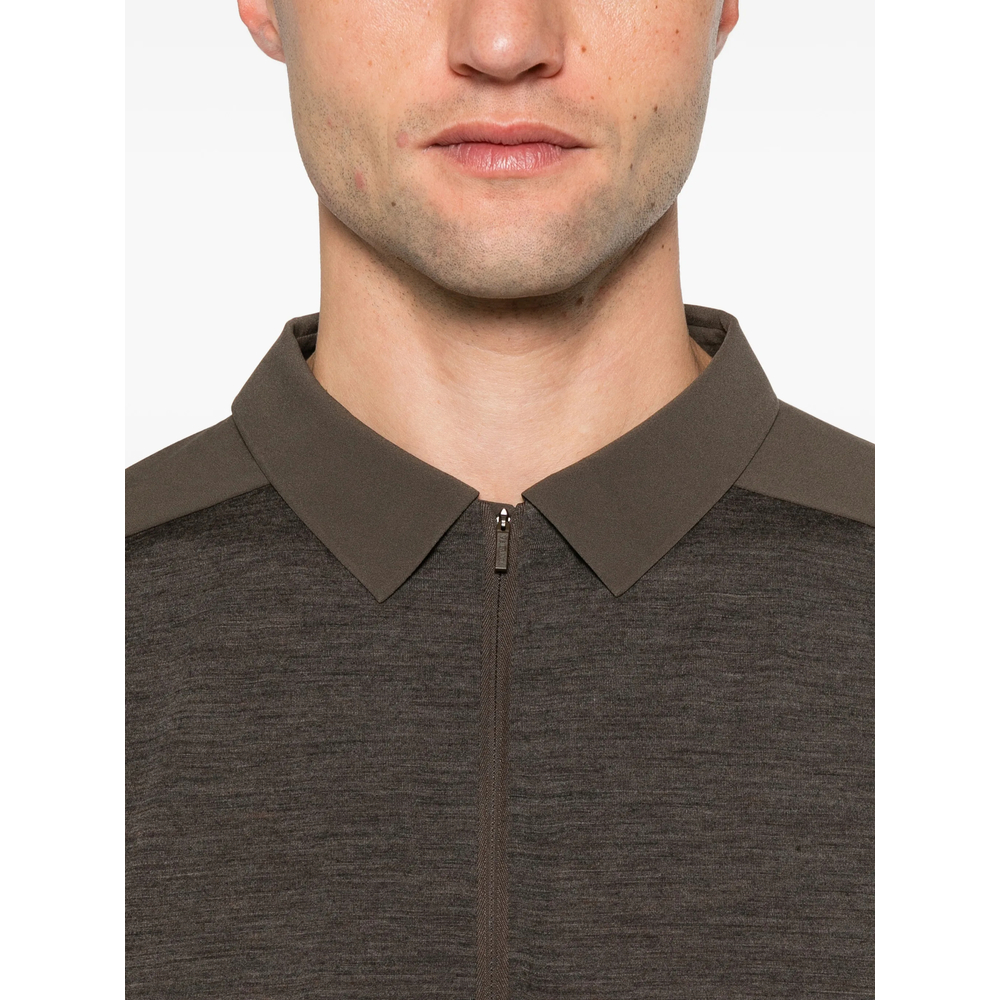 Zip-Fastening Long-Sleeve Polo Shirt