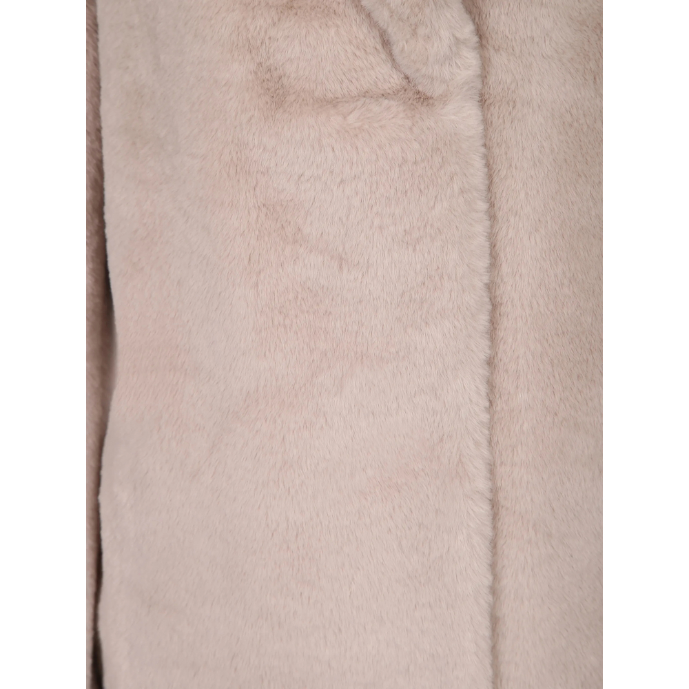 Faux-Fur Notched-Lapels Coat