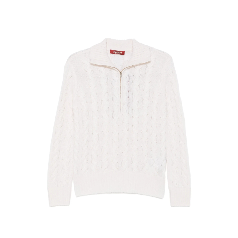 Max Mara Studio Cable-knit Quarter-zip Sweater