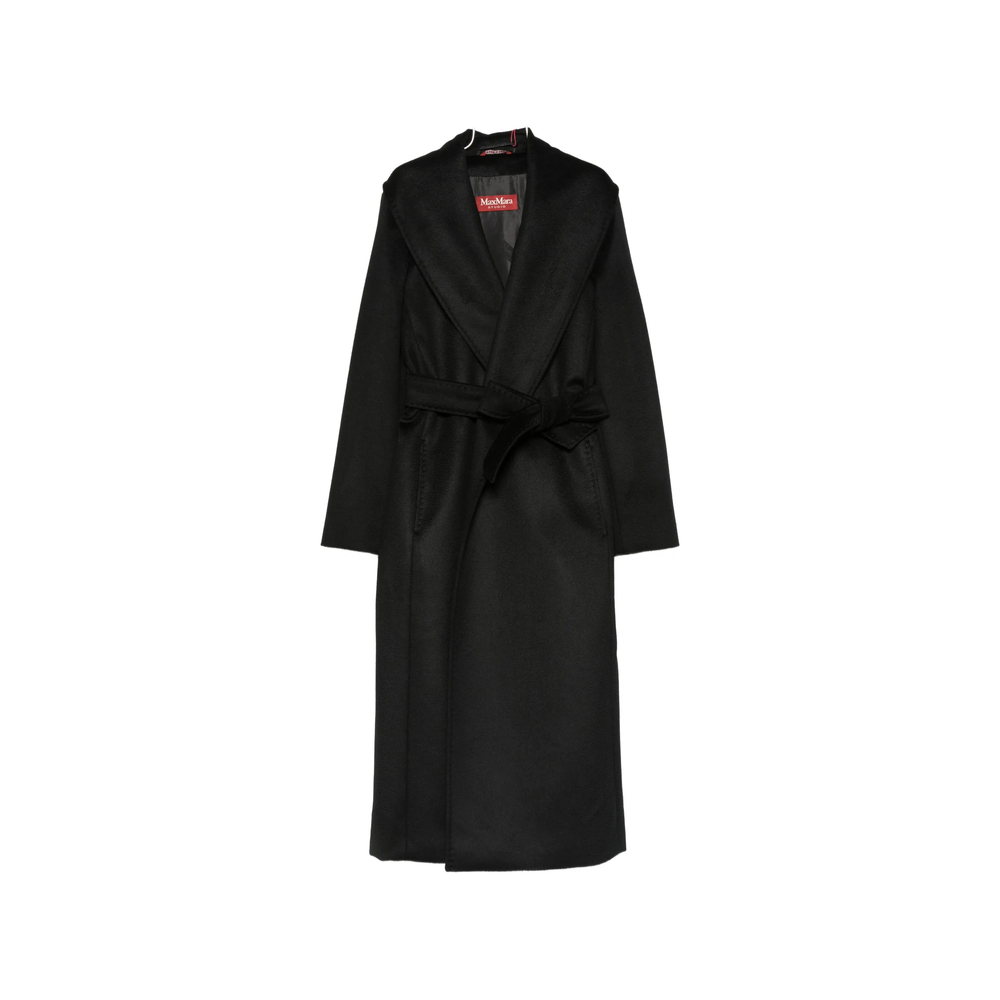 Max Mara Loriana Long-sleeve Belted Coat In Black
