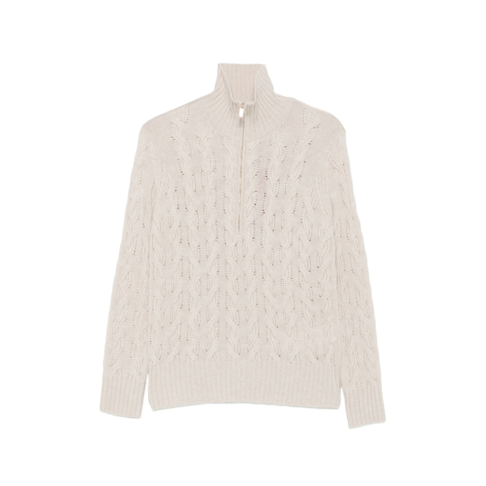 Max Mara Studio Cable-knit Quarter-zip Sweater