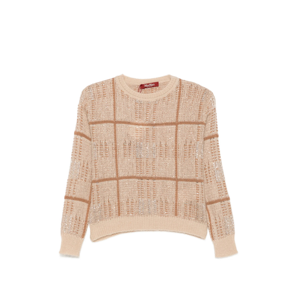 Max Mara Studio Sequin-embellished Checked Sweater