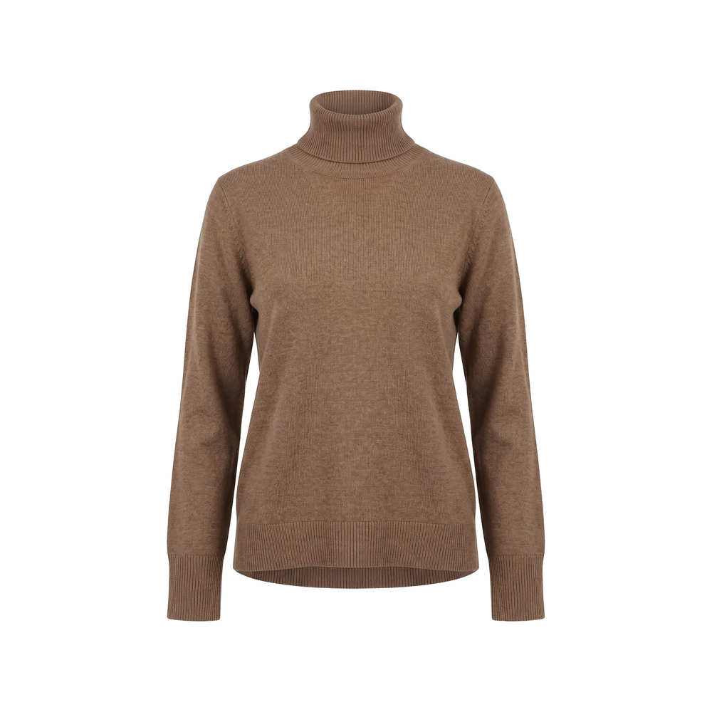 S Max Mara Logo-embroidered Roll-neck Sweater In Brown
