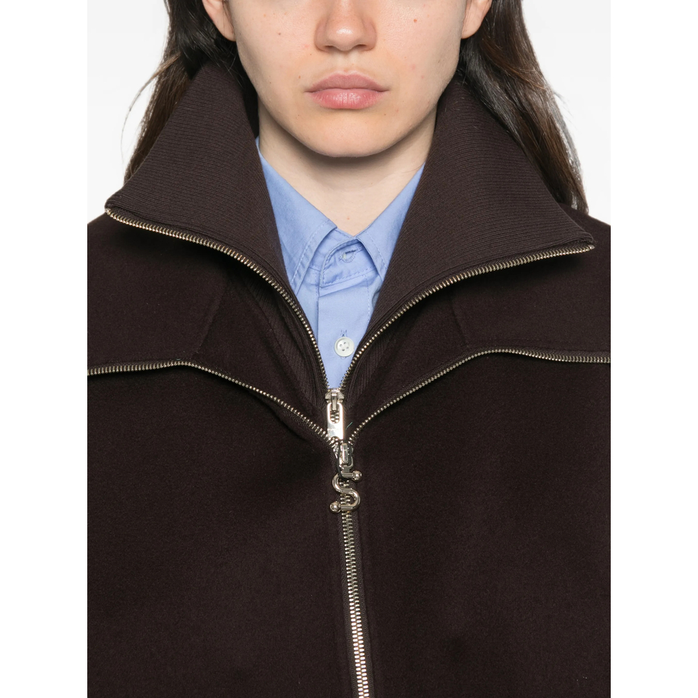 Layered-Collar Elasticated-Hem Jacket