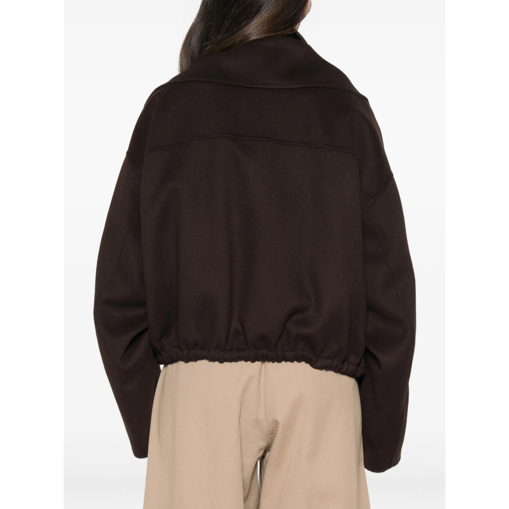 Layered-Collar Elasticated-Hem Jacket