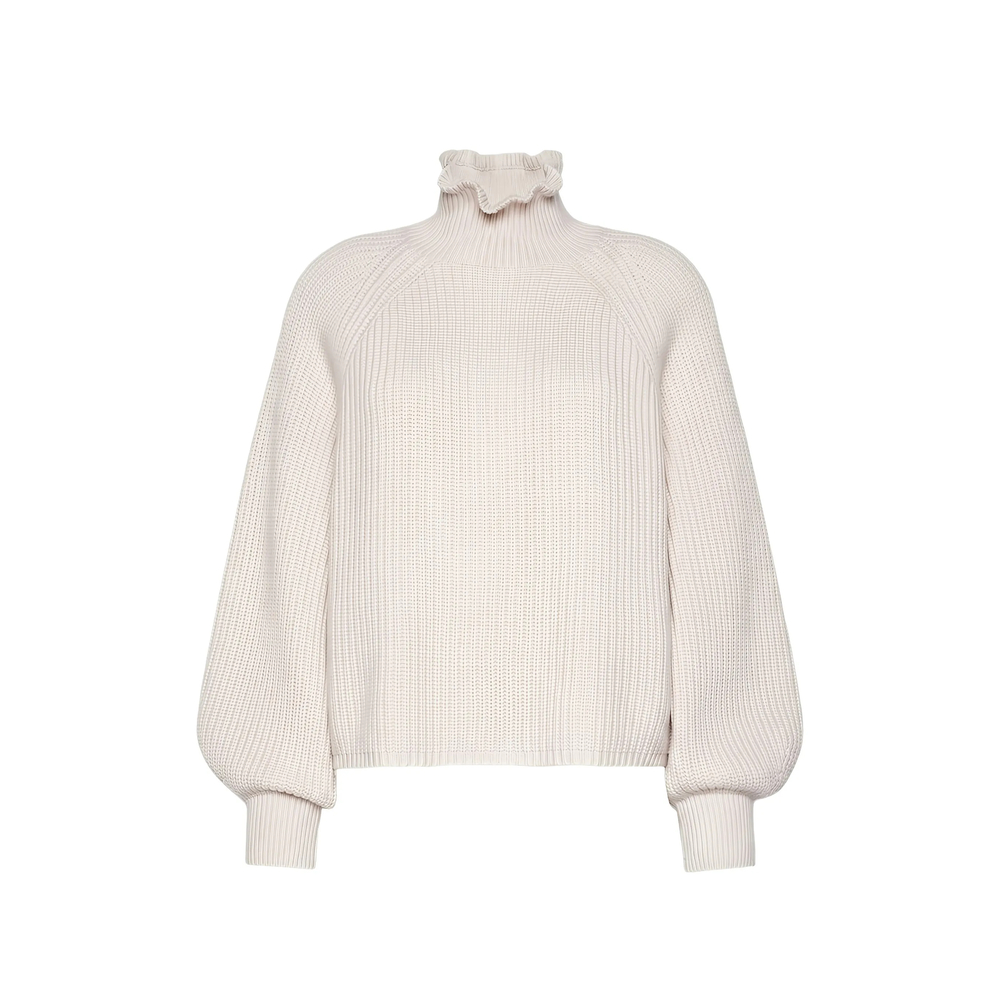 Max Mara Ruffled-trim Ribbed-knit Sweater