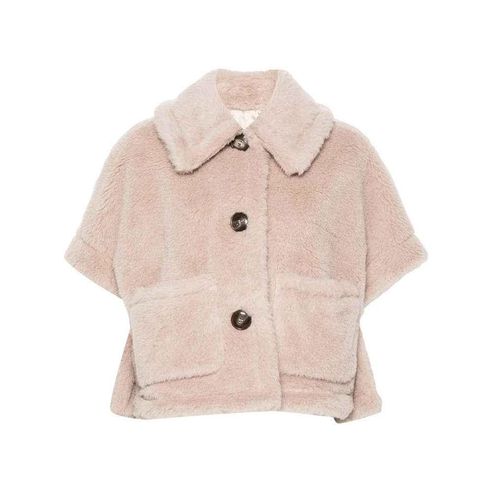 Max Mara Newterzo Cape In Neutrals