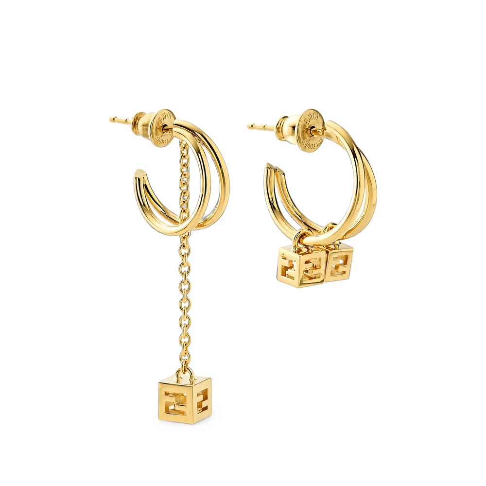 Fendi FF Logo Asymmetrical Earrings