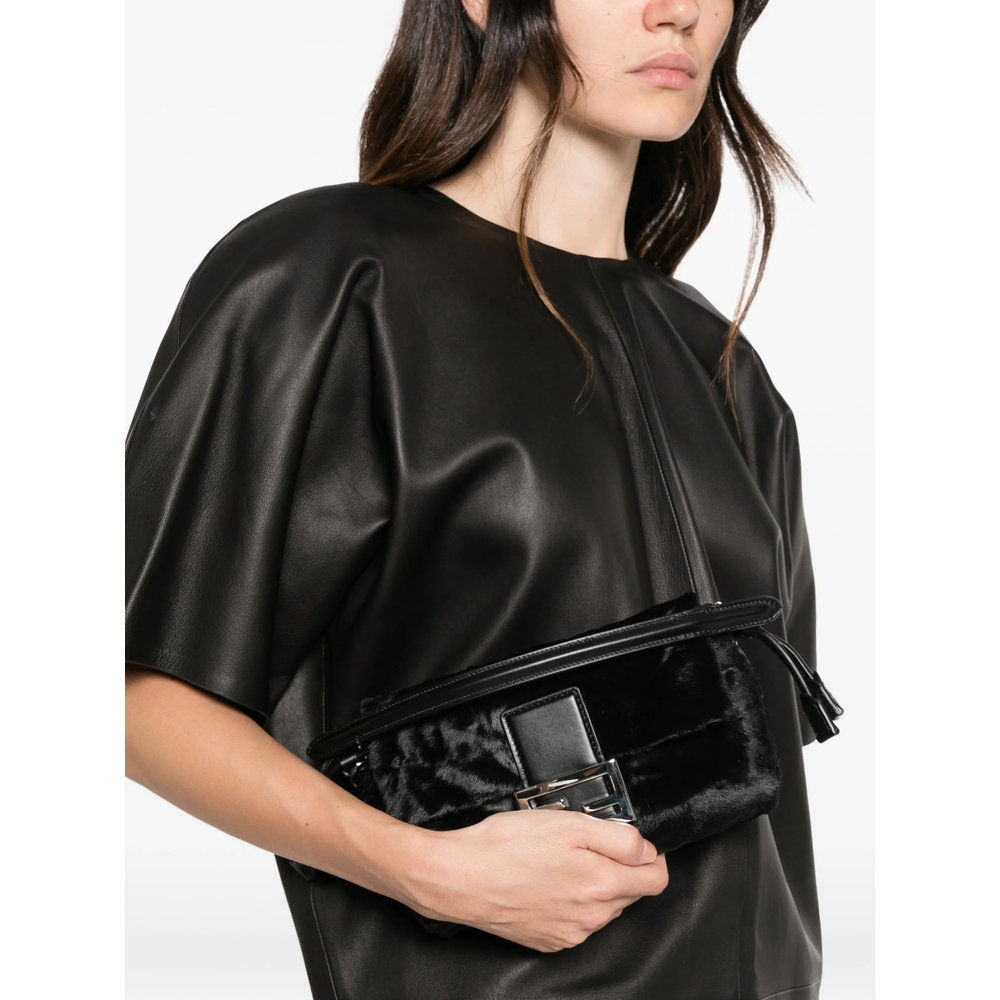 Small Baguette Hair-Finish Clutch Bag