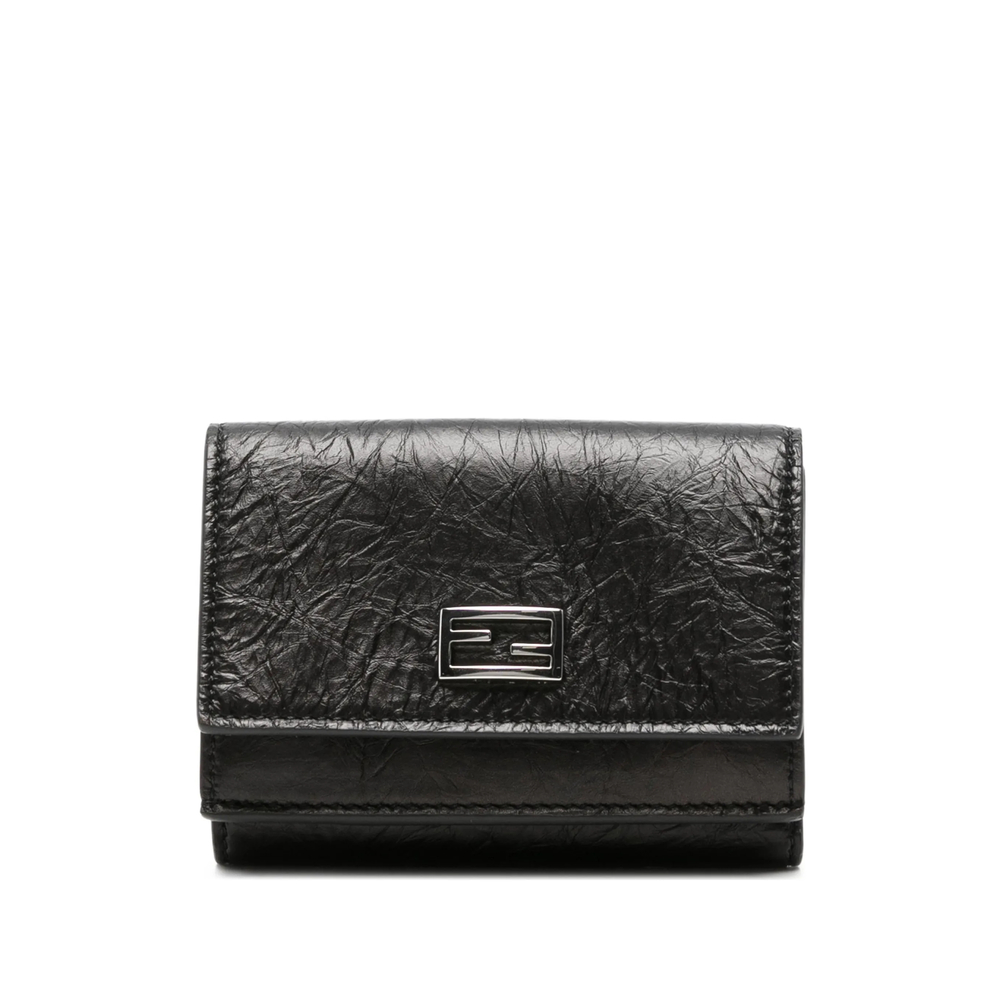 Fendi FF Logo Crinkled Leather Wallet
