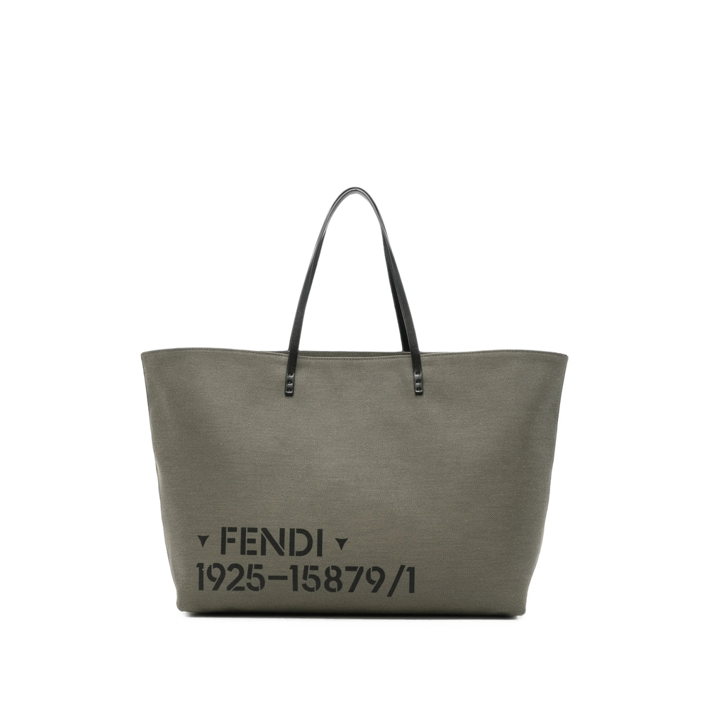 Fendi Laarge Roll Logo-print Tote Bag In Grey