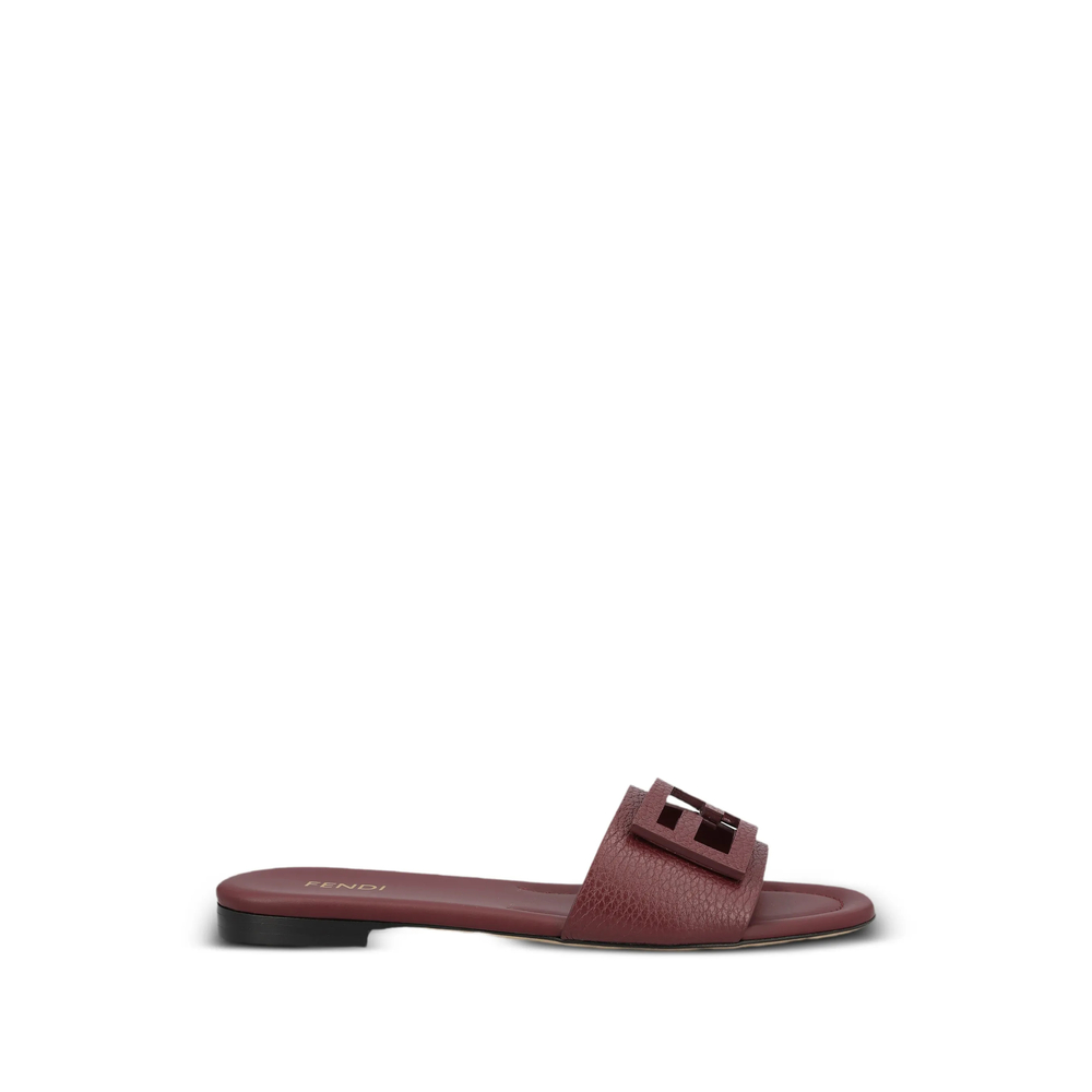 Fendi Baguette Burgundy Leather Slides