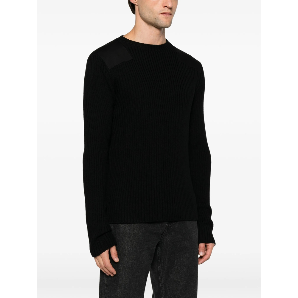 Ribbed-Knit Shoulder-Patch Sweater