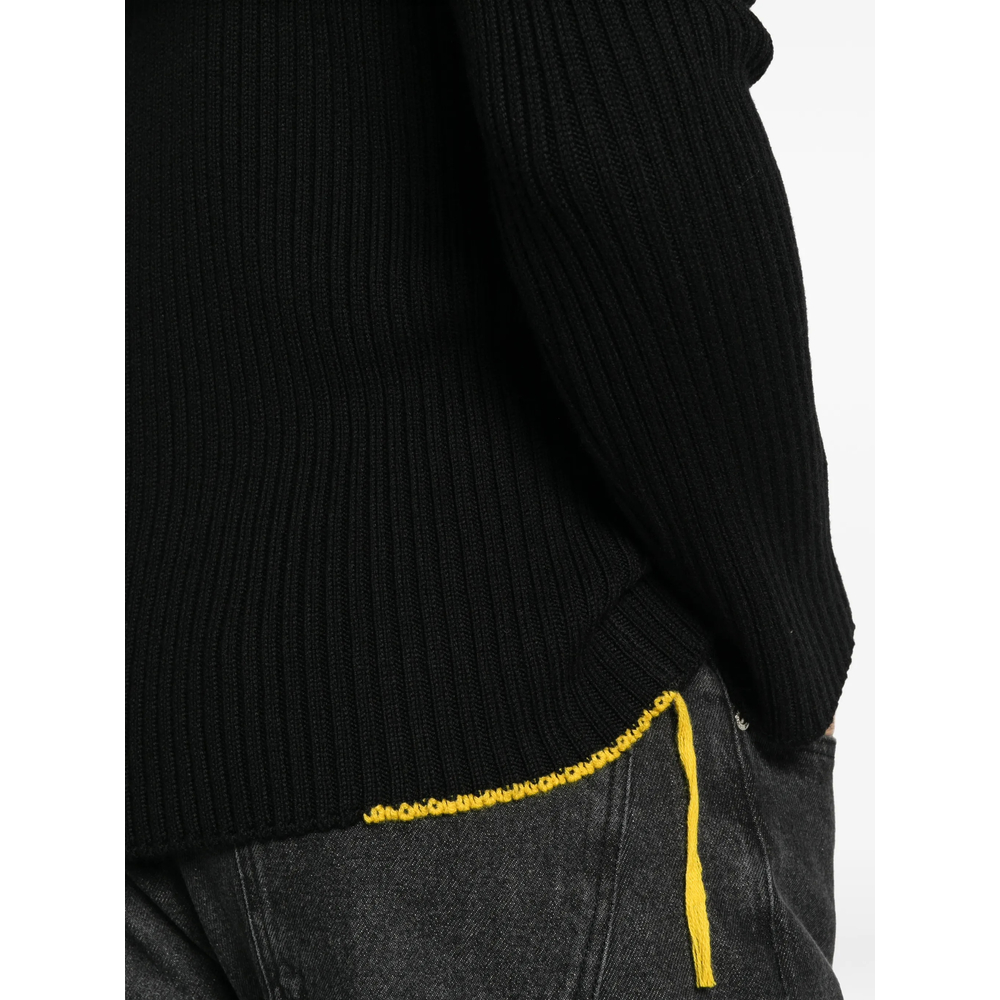 Ribbed-Knit Shoulder-Patch Sweater
