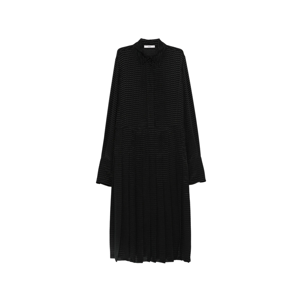Fendi Pleated Zigzag-pattern Midi Dress
