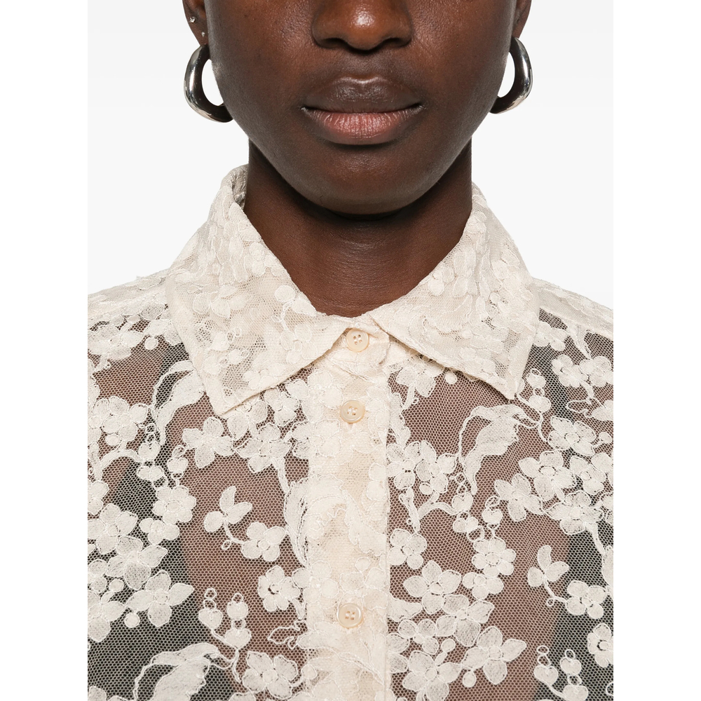 Floral-Lace Buttoned Shirt