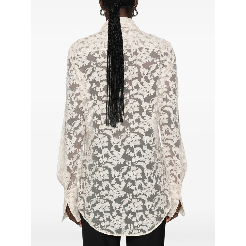 Floral-Lace Buttoned Shirt