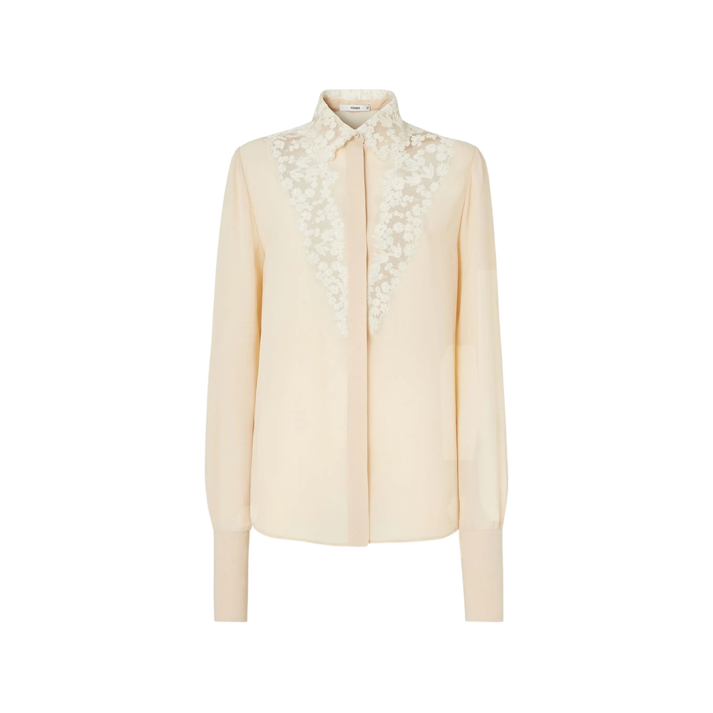 Fendi Parchment-coloured Georgette Shirt In Neutrals