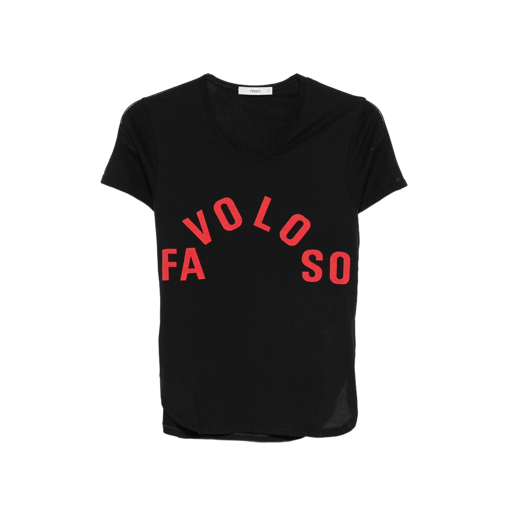 Fendi Logo-print V-neck T-shirt