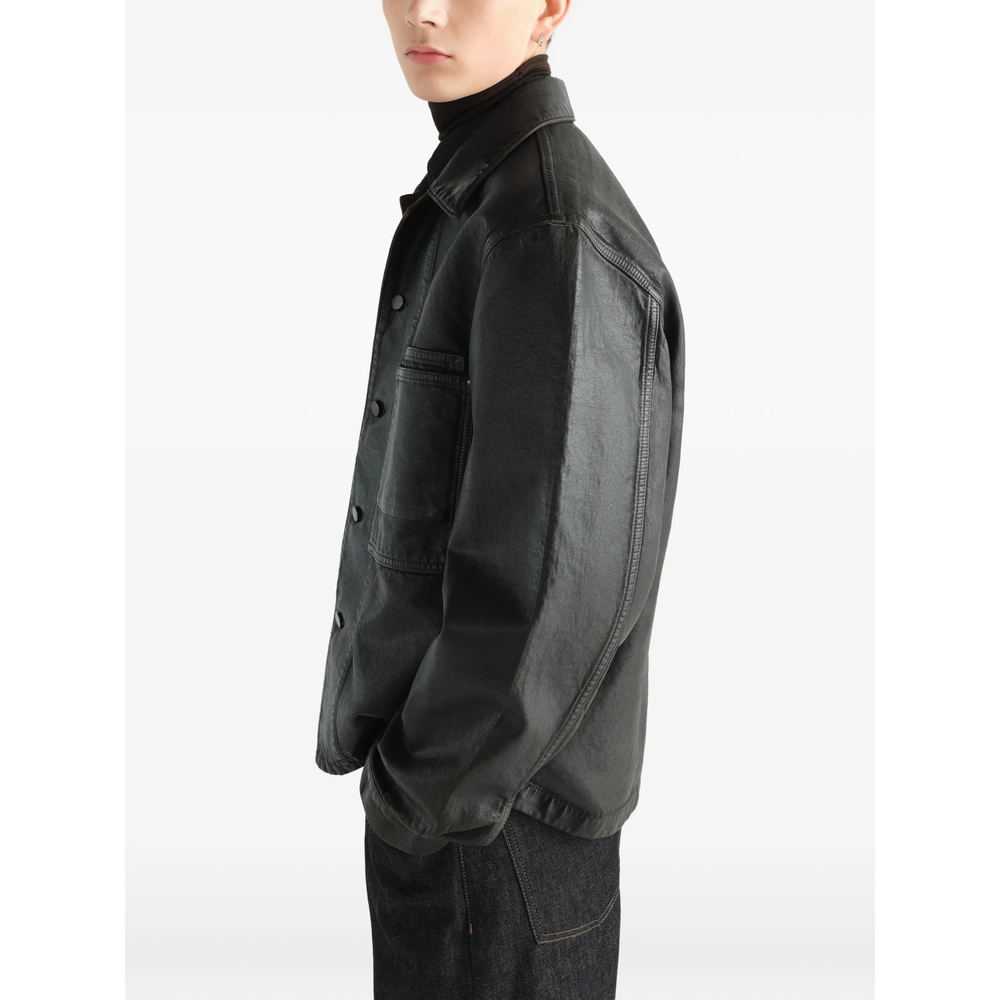 Workwear Overshirt In Coated Denim