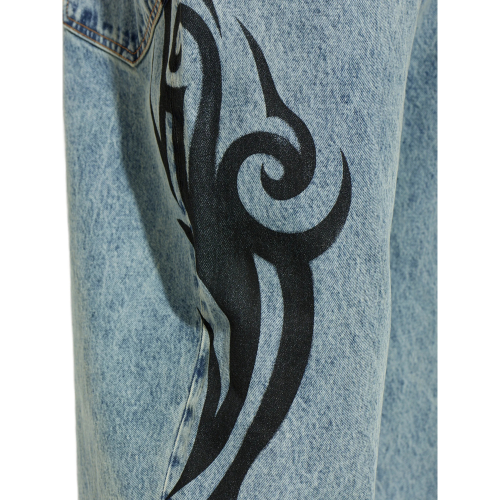 Graphic-Print Jeans