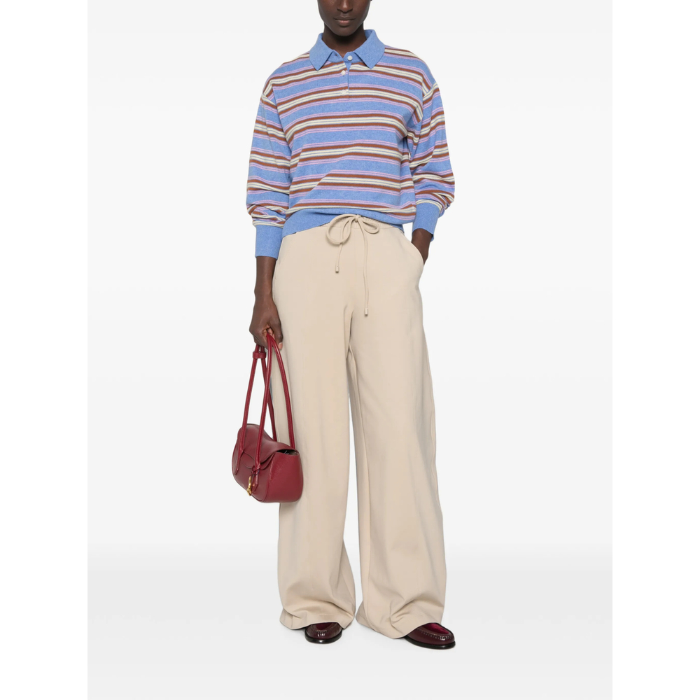 Collegiate Stripe-Pattern Polo Sweater