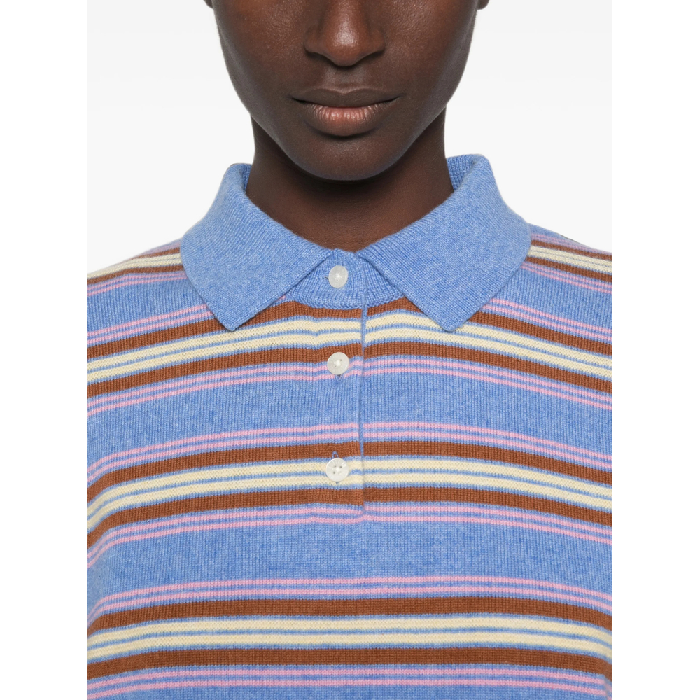 Collegiate Stripe-Pattern Polo Sweater