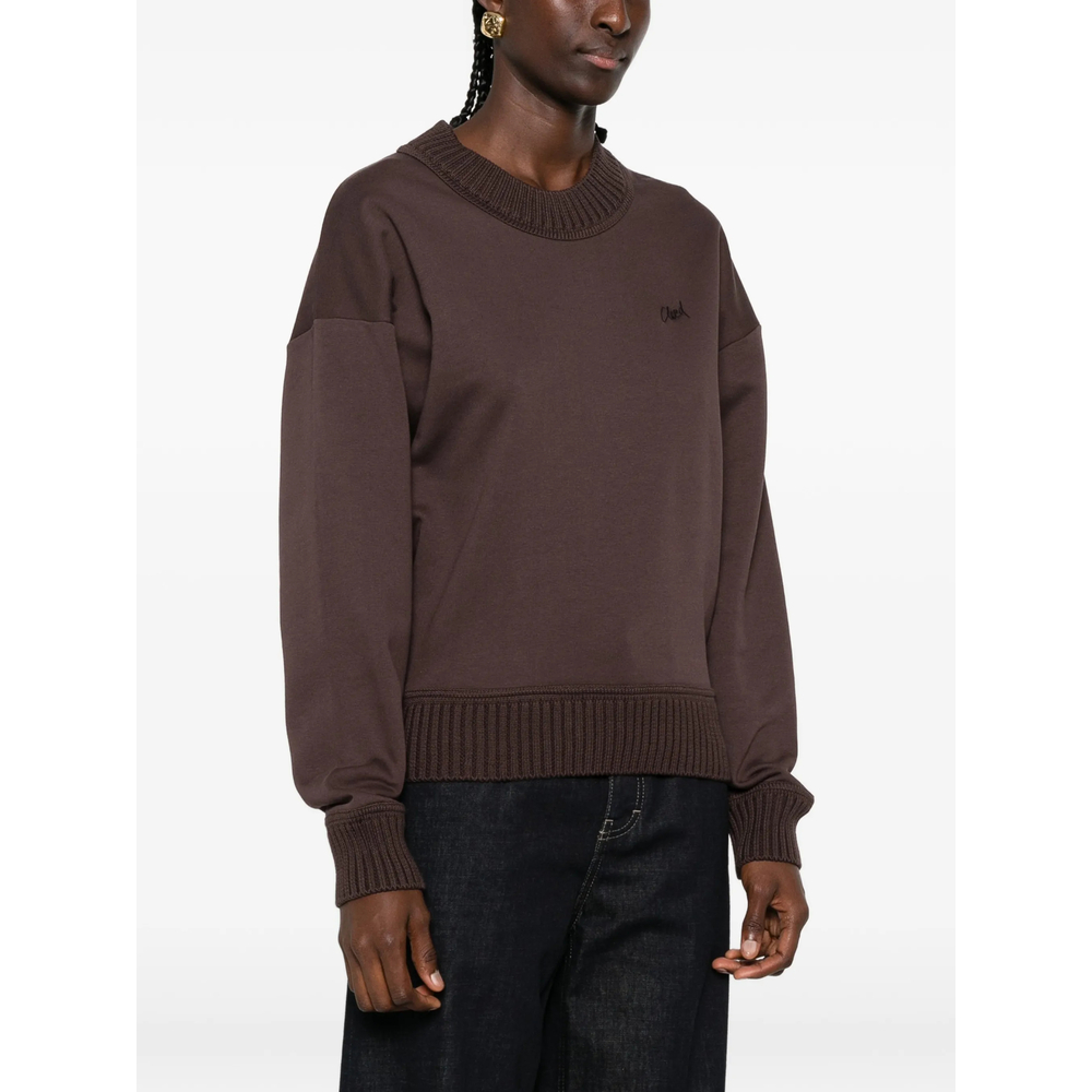 Ribbed-Trim Logo-Embroidered Sweatshirt