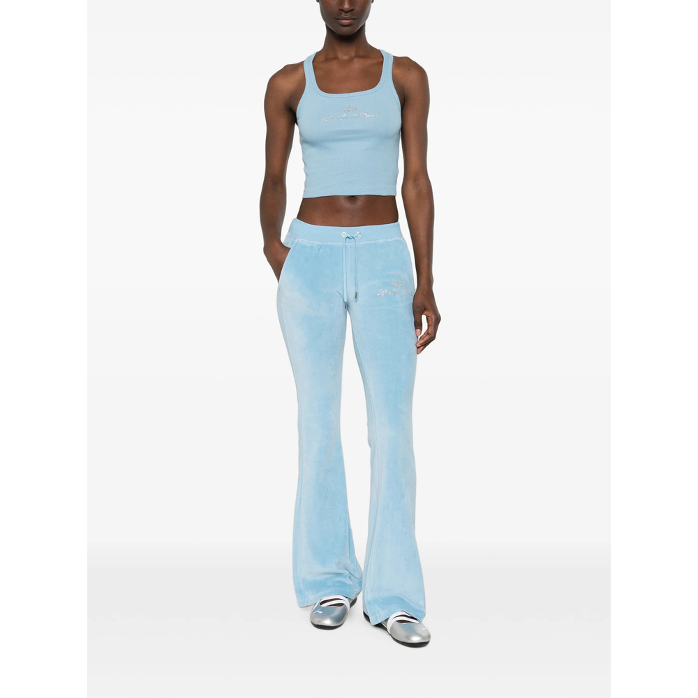 Sporty And Rich X Juicy Couture Rhinestone-embellished Track Pants In Blue