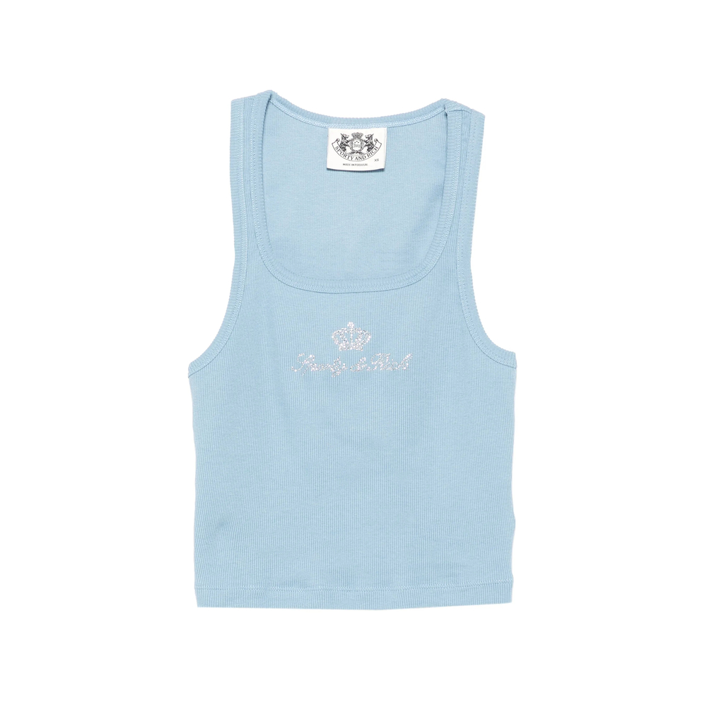 Sporty & Rich Juicy Rhinestone-logo Ribbed Tank Top